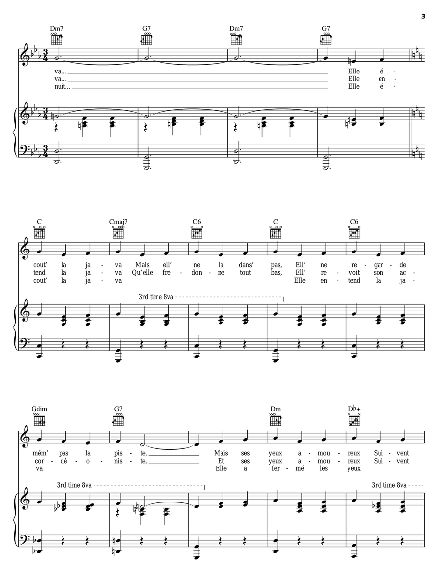 L'Accordeoniste Piano, Vocal, Guitar scores gallery preview page 3