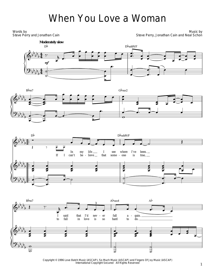 When You Love A Woman When You Love A Woman Piano, Vocal scores gallery preview page 1