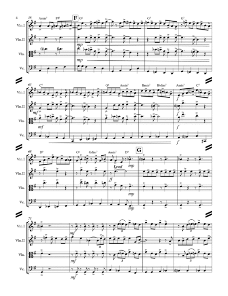 Boogie Woogie Santa Claus String Quartet scores gallery preview page 5
