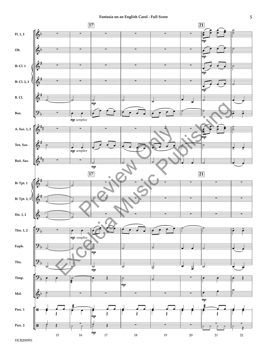 Fantasia on an English Carol (Score) Concert Band scores gallery preview page 6