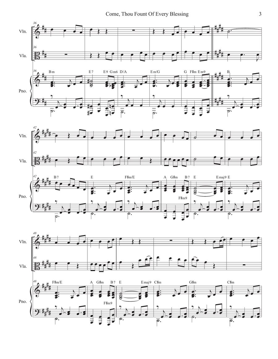 Come, Thou Fount Of Every Blessing (Duet for Violin and Viola) String Duet scores gallery preview page 3