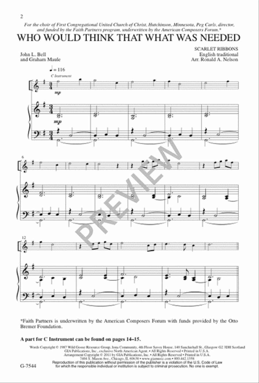 Who Would Think That What Was Needed 4-Part scores gallery preview page 2