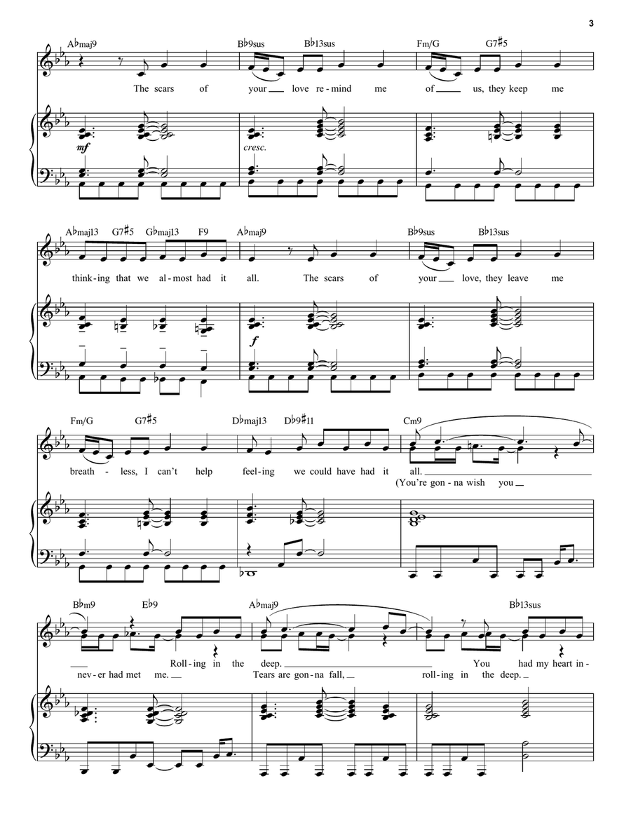 Rolling In The Deep [Jazz version] (arr. Brent Edstrom) High Voice scores gallery preview page 3