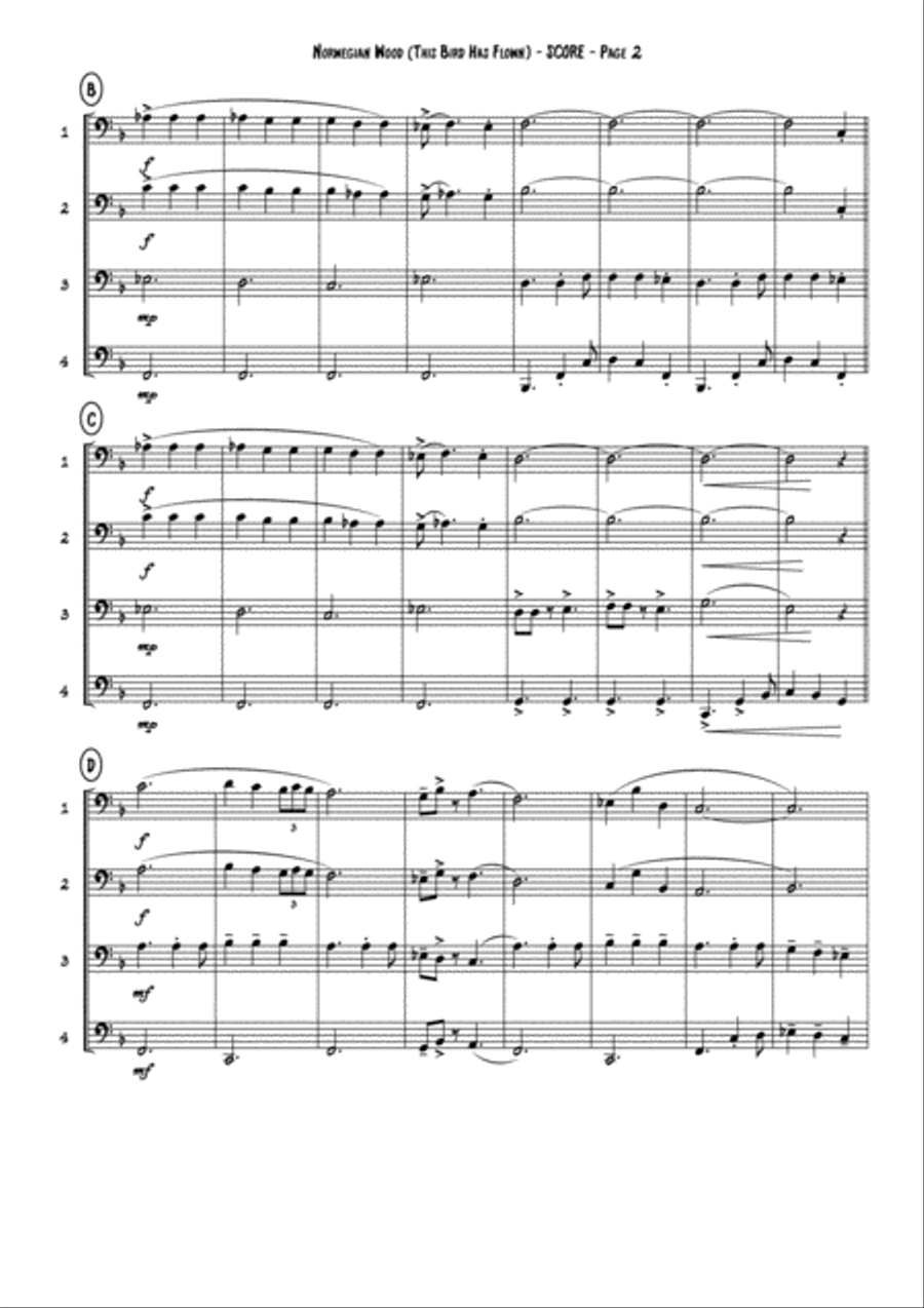 Norwegian Wood (This Bird Has Flown) Brass Ensemble scores gallery preview page 2