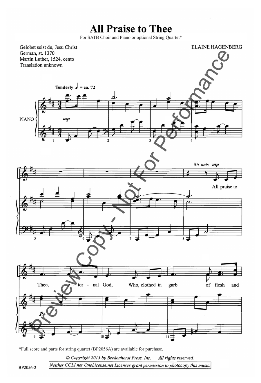 All Praise to Thee 4-Part scores gallery preview page 3
