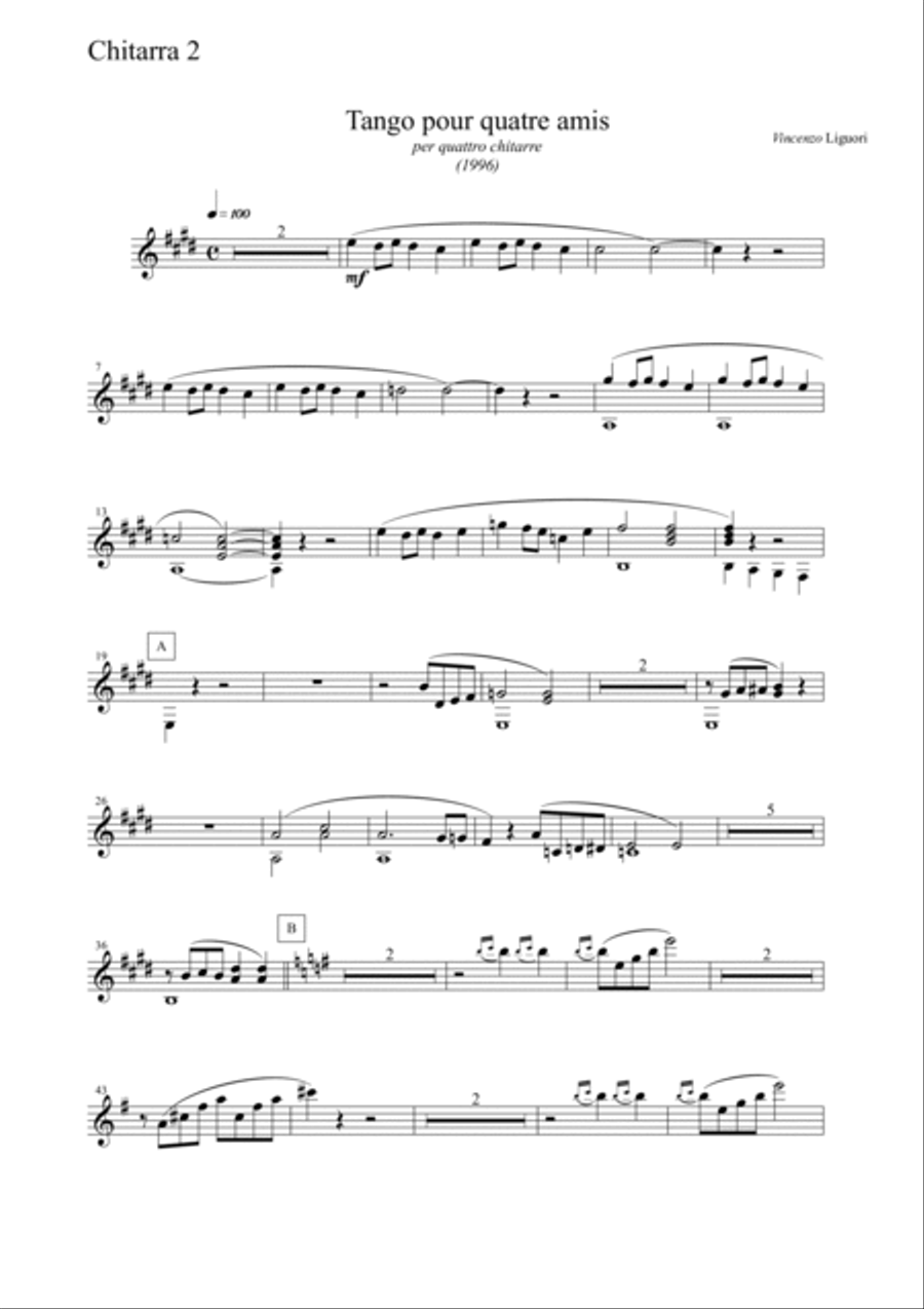 Tango pour quatre amis (parts) Classical Guitar scores gallery preview page 4