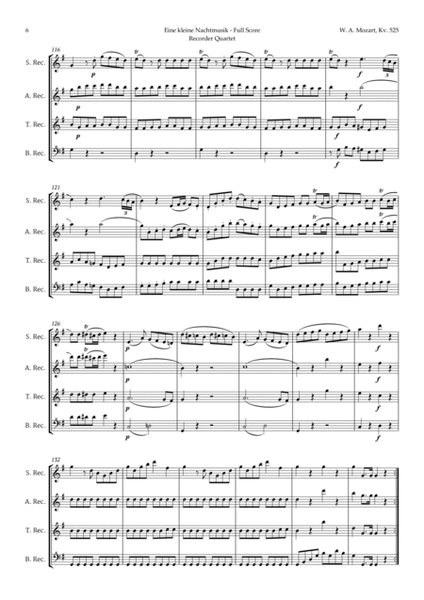 Eine kleine Nachtmusik by Mozart for Recorder Quartet image number null