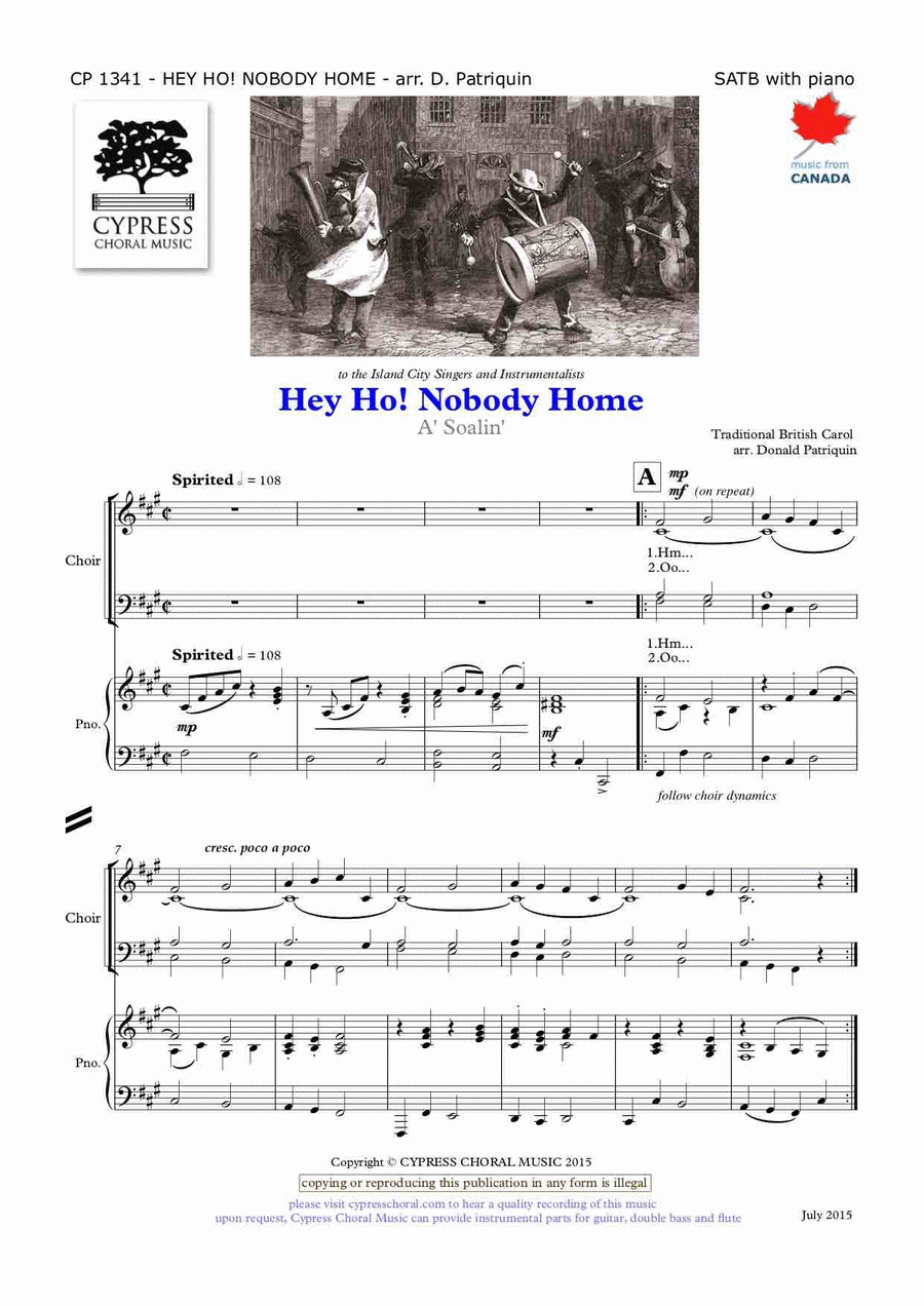 Hey Ho Nobody Home 4-Part scores gallery preview page 1