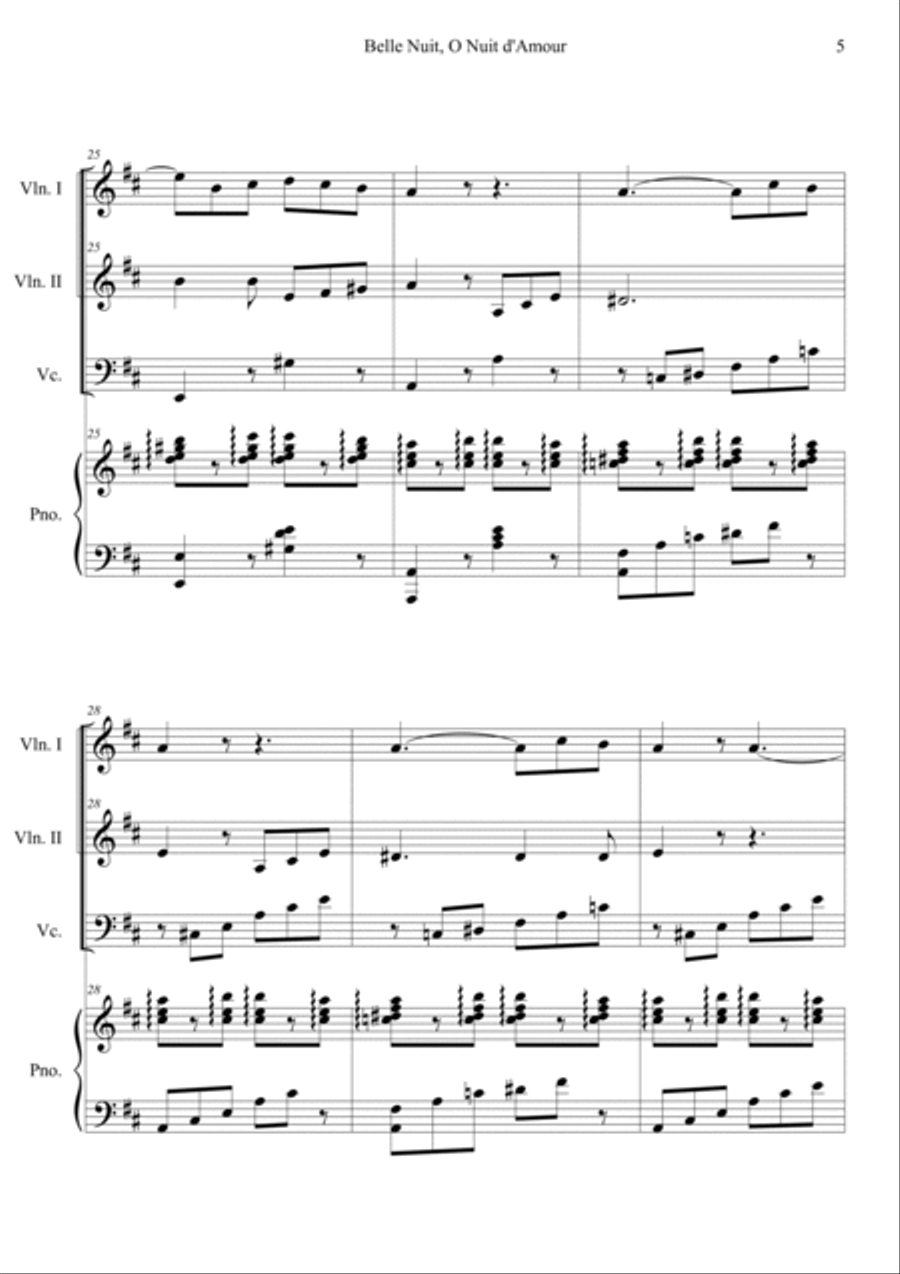 Belle Nuit o nuit d'amour Piano Quartet scores gallery preview page 5