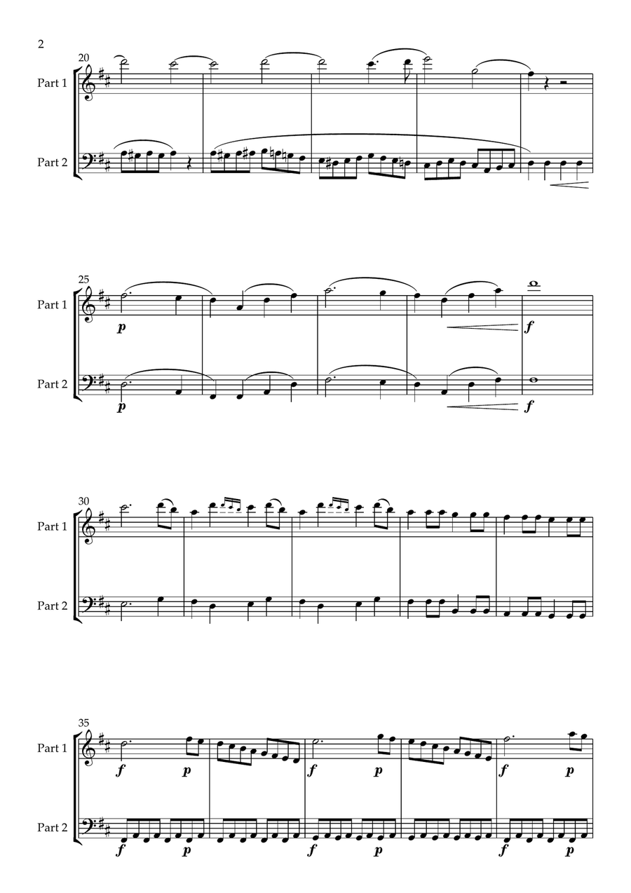 The Marriage of Figaro Overture arranged for String Duet String Duet scores gallery preview page 3