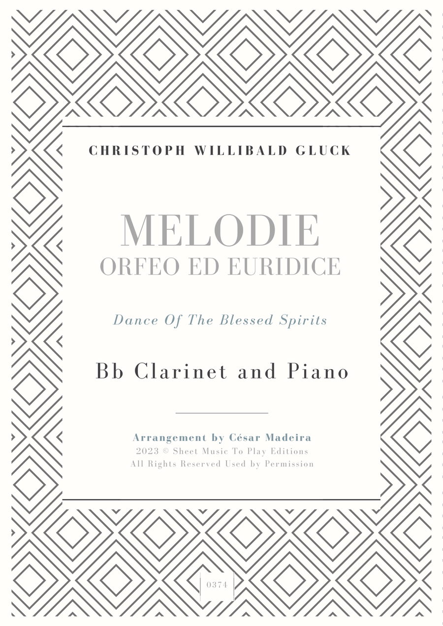 Melodie from Orfeo ed Euridice - Bb Clarinet and Piano (Full Score and Parts) B-Flat Clarinet scores gallery preview page 1