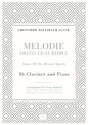 Melodie from Orfeo ed Euridice - Bb Clarinet and Piano (Full Score and Parts)