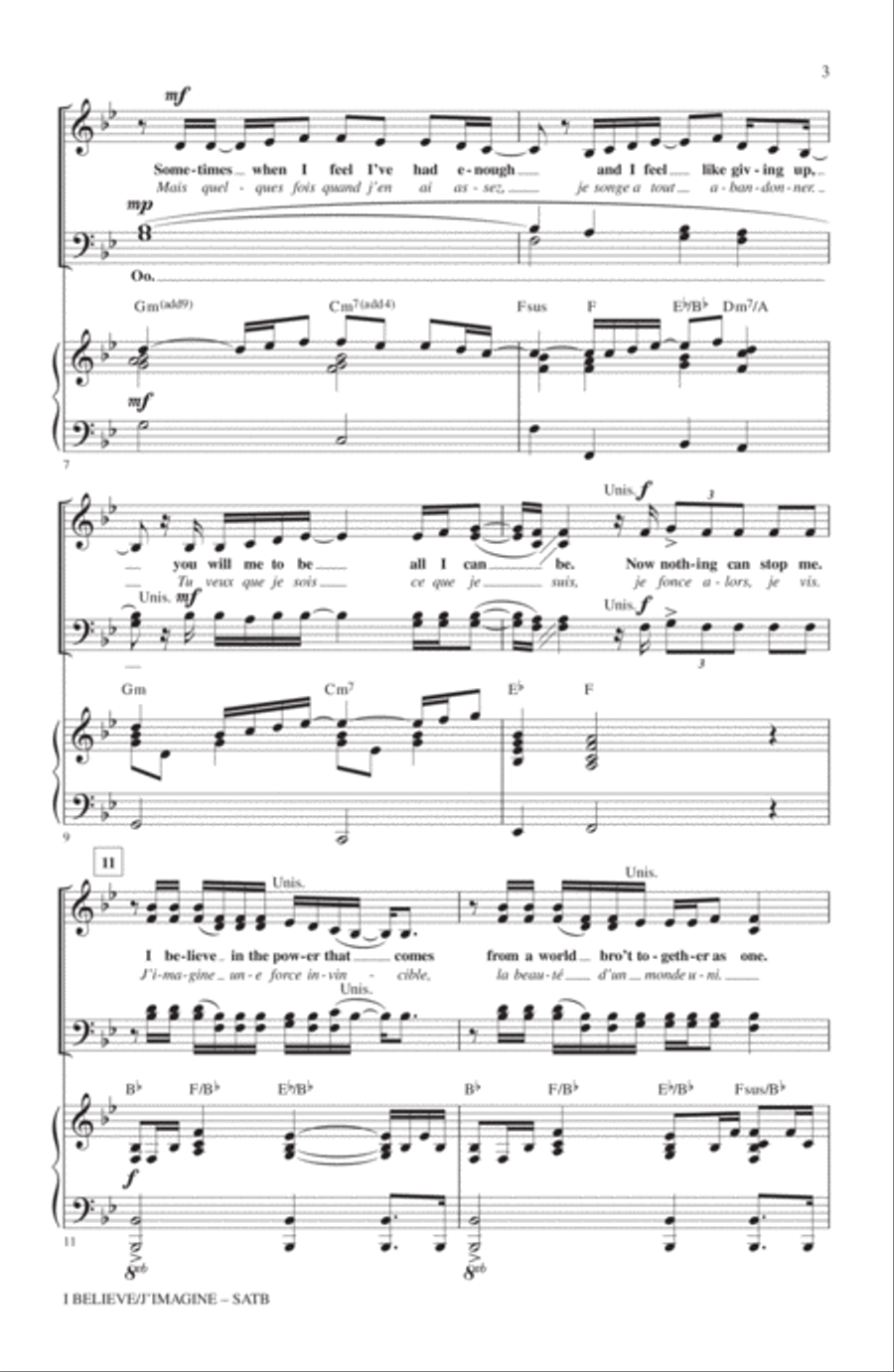 I Believe / J'Imagine 4-Part scores gallery preview page 2