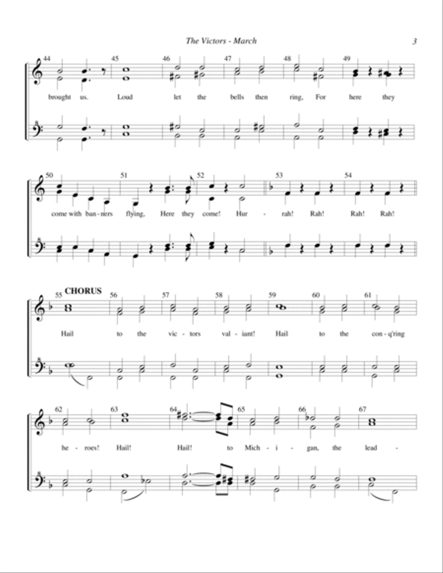 The Victors March (U of M Fight Song) SSAA scores gallery preview page 3