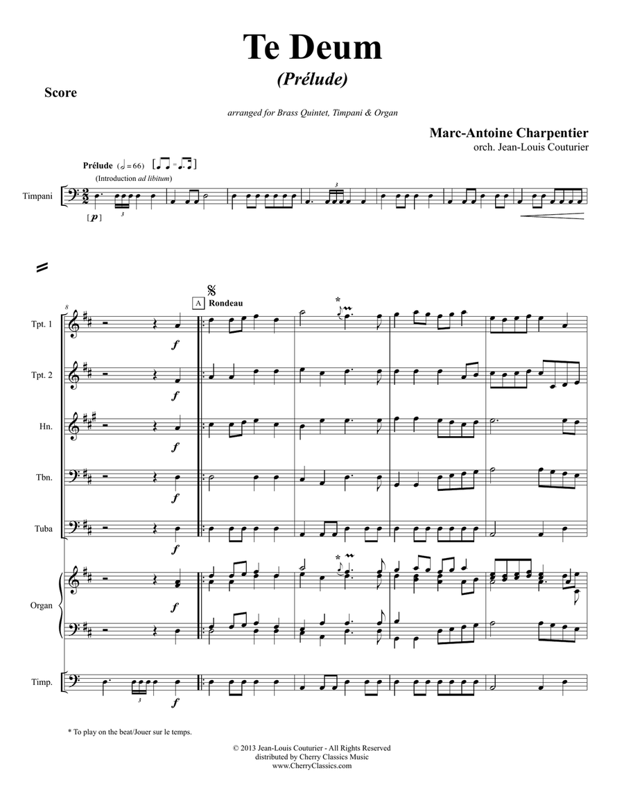 Prelude from Te Deum for Brass Quintet, Timp & Organ