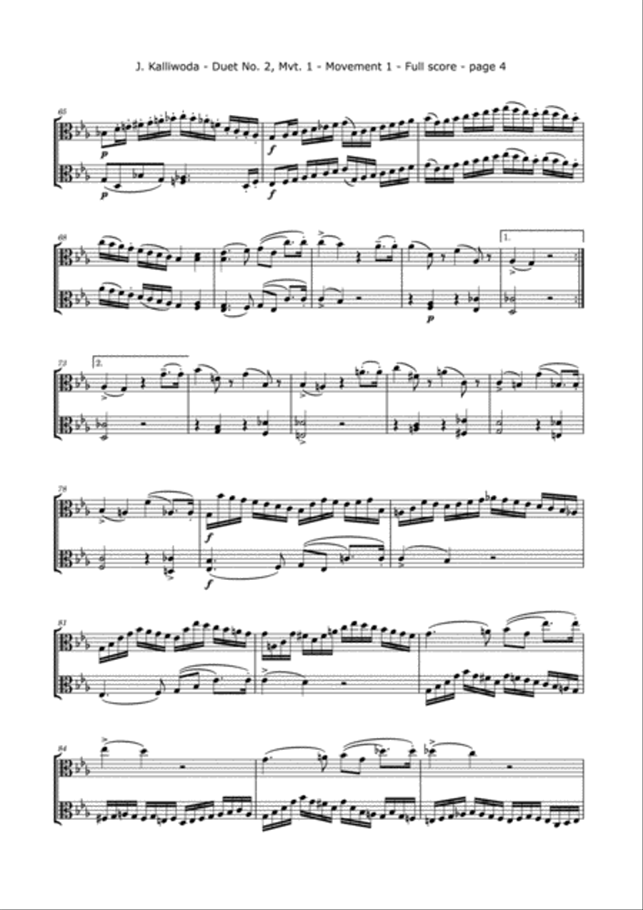 Kalliwoda, J. - Duet No.2, Mvt. 1, Op. 70 for Two Violas image number null