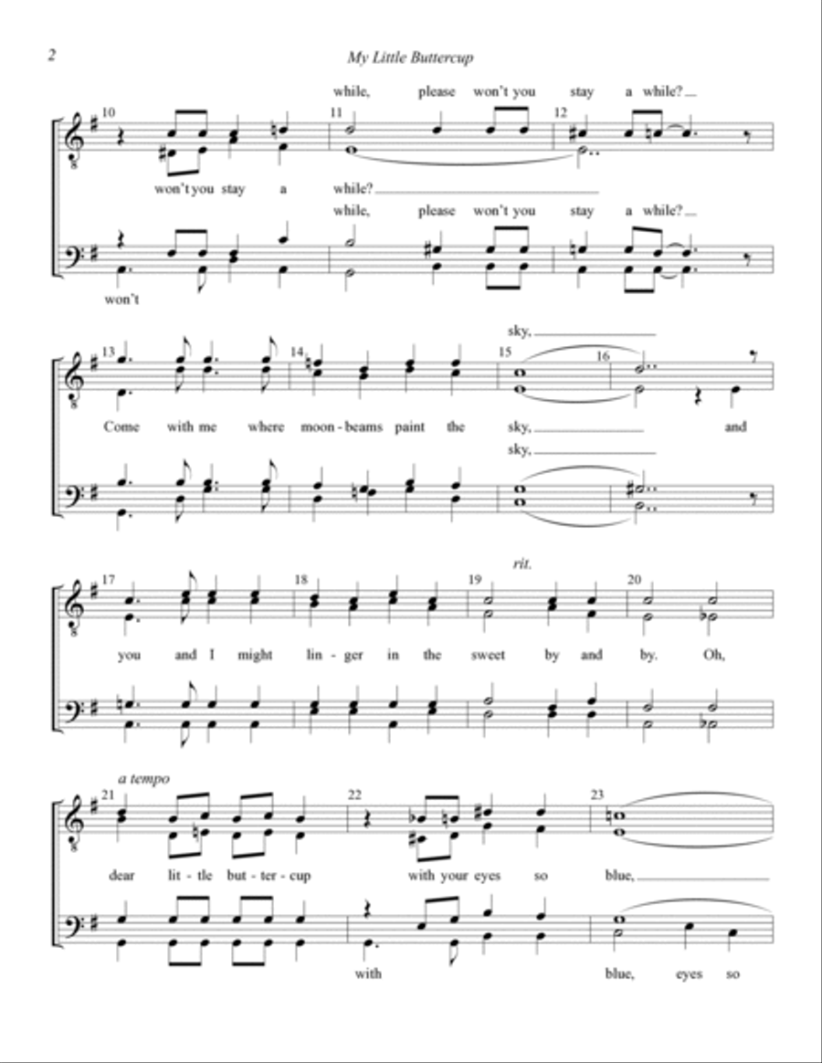 My Little Buttercup (arr. Dan Wessler) TTBB scores gallery preview page 2