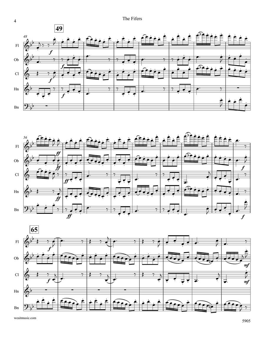 The Fifers for woodwind quintet (2’15) Woodwind Quintet scores gallery preview page 4