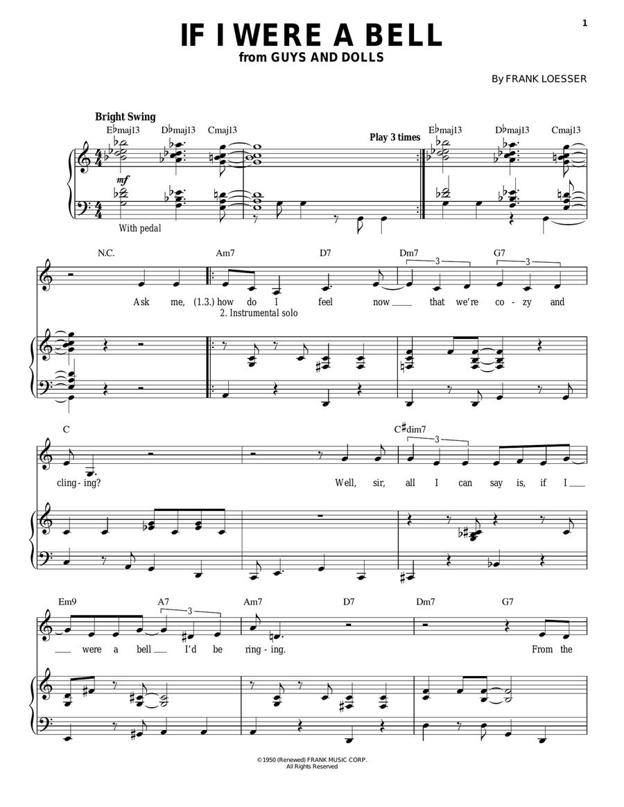 If I Were A Bell Piano, Vocal scores gallery preview page 1