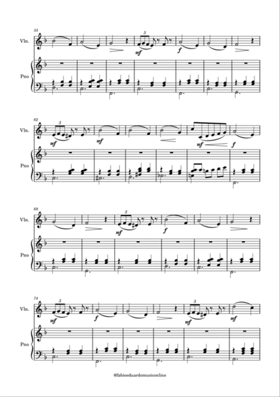 Waltz Of The Flowers (Tchaikovsky) - FREE Mp3 Playback + Solo and Piano Parts Violin Solo scores gallery preview page 4