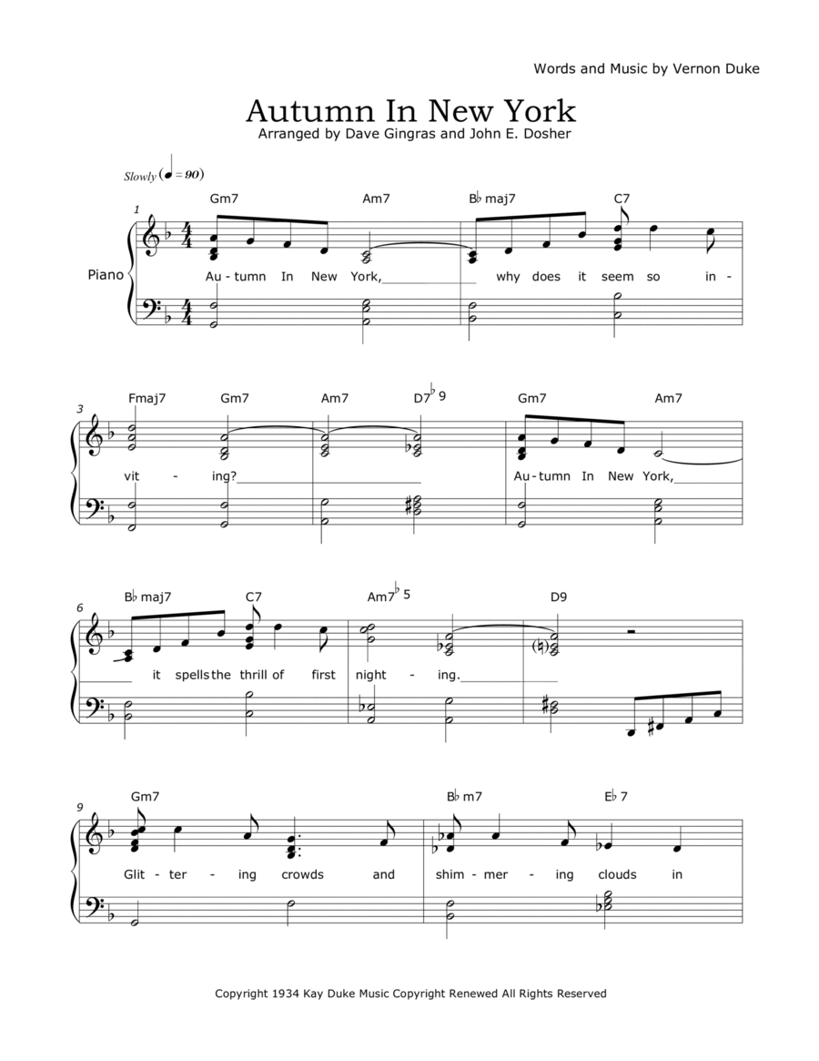 Autumn In New York Voice scores gallery preview page 1