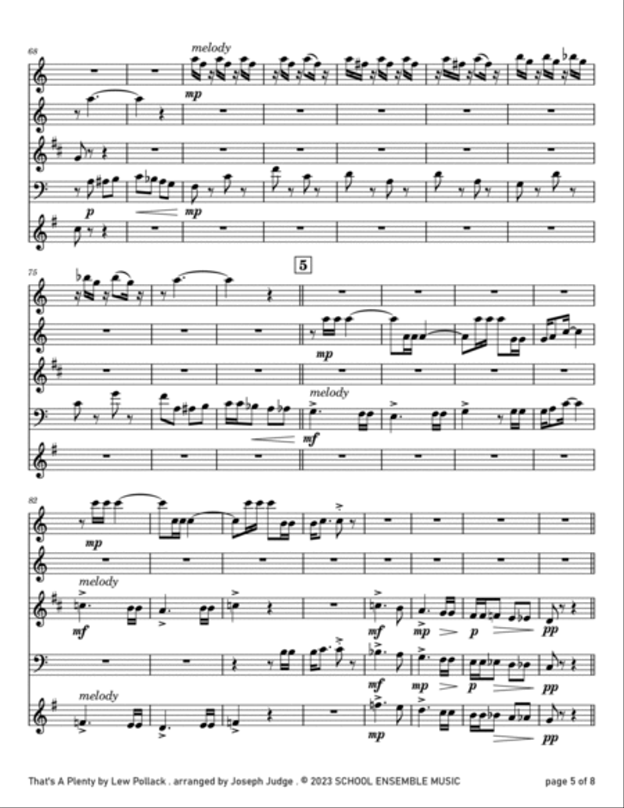That's A Plenty by Pollack for Woodwind Quartet in Schools Woodwind Quartet scores gallery preview page 5