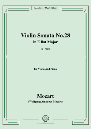 Book cover for Mozart-Violin Sonata No.28,in E flat Major,K.380,for Violin&Piano