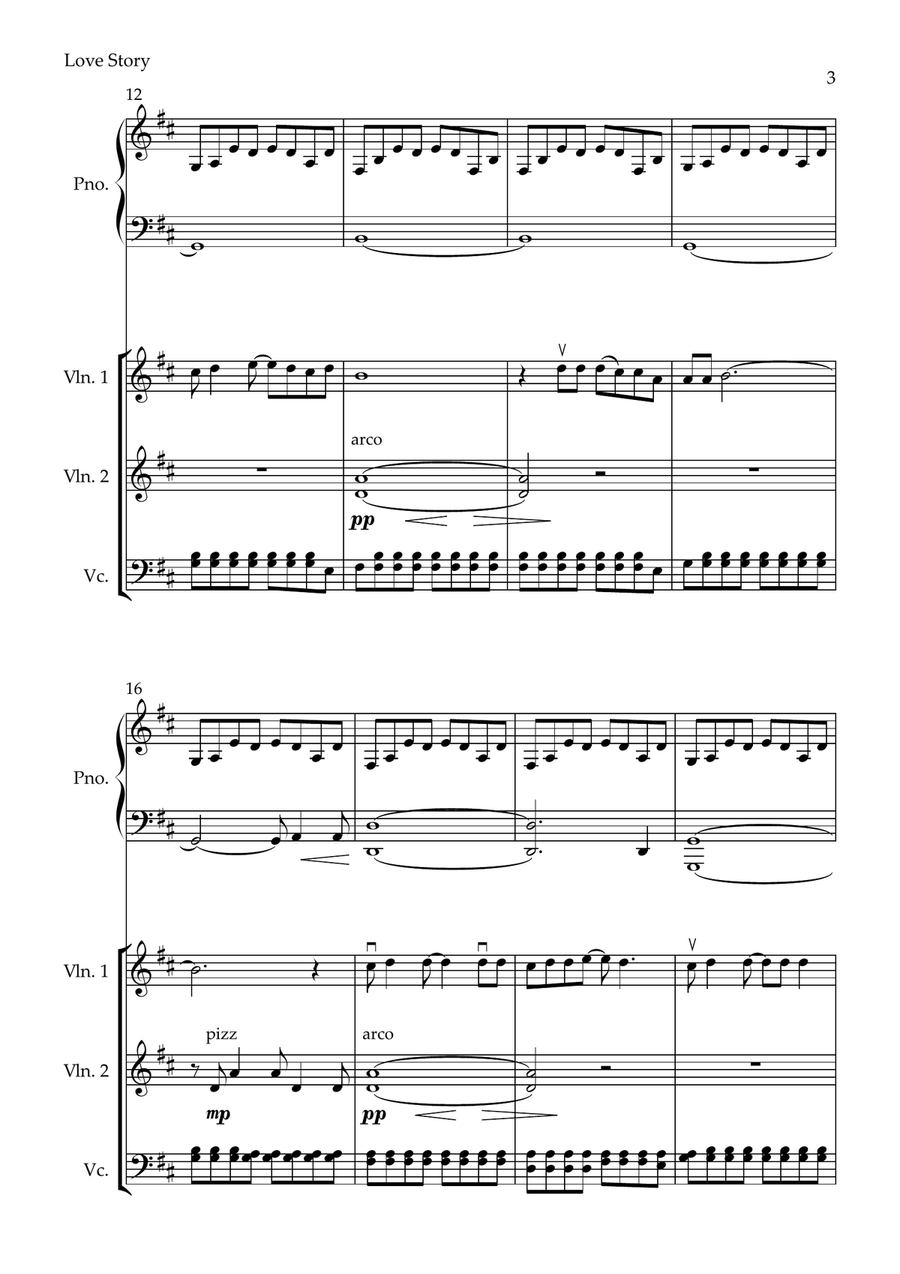 Love Story Piano Quartet scores gallery preview page 3