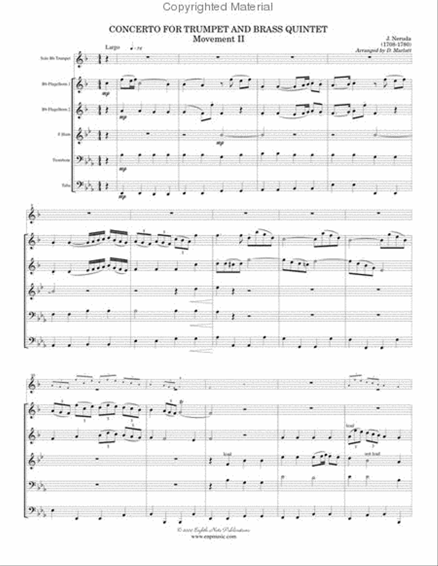 Trumpet Concerto (Movement II) Brass Quintet scores gallery preview page 2