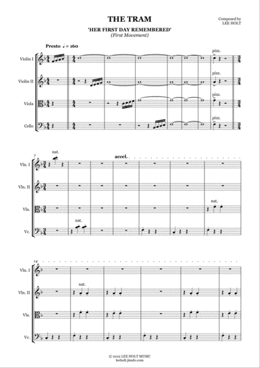THE TRAM for String Quartet 'MV.1- Her First Day Remembered' String Quartet scores gallery preview page 2