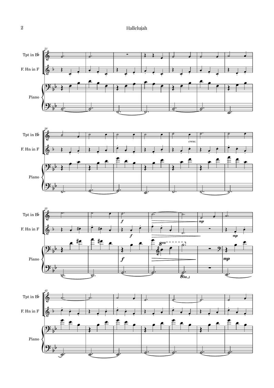 Hallelujah Brass Duet scores gallery preview page 2