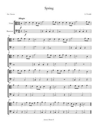 vivaldi spring easy Viola and Bassoon sheet music