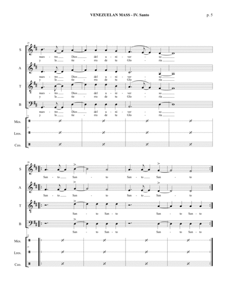 Venezuelan Mass - IV. Santo - SATB with traditional percussion image number null