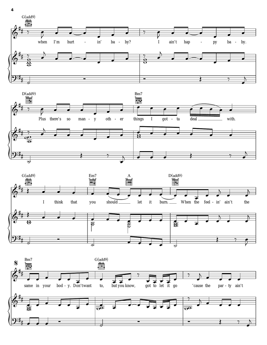 Burn Burn Piano, Vocal, Guitar scores gallery preview page 4