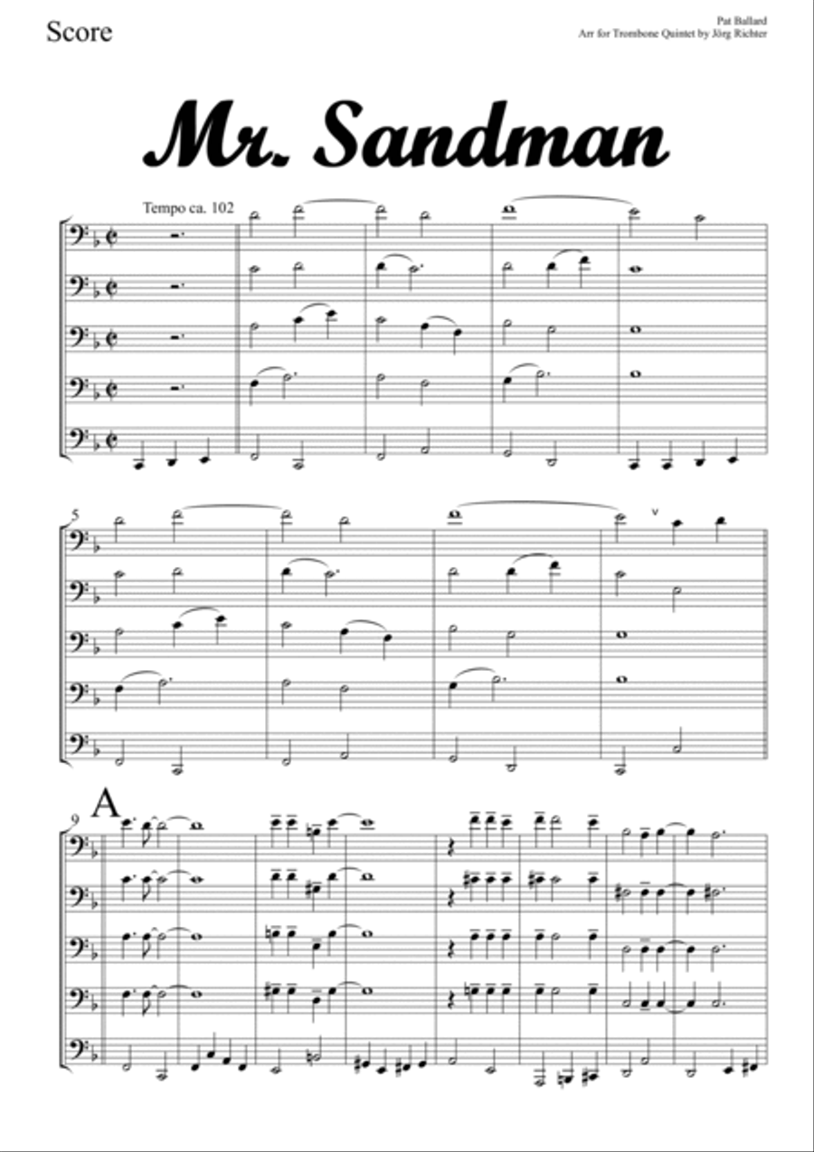 Mr. Sandman Brass Quintet scores gallery preview page 2