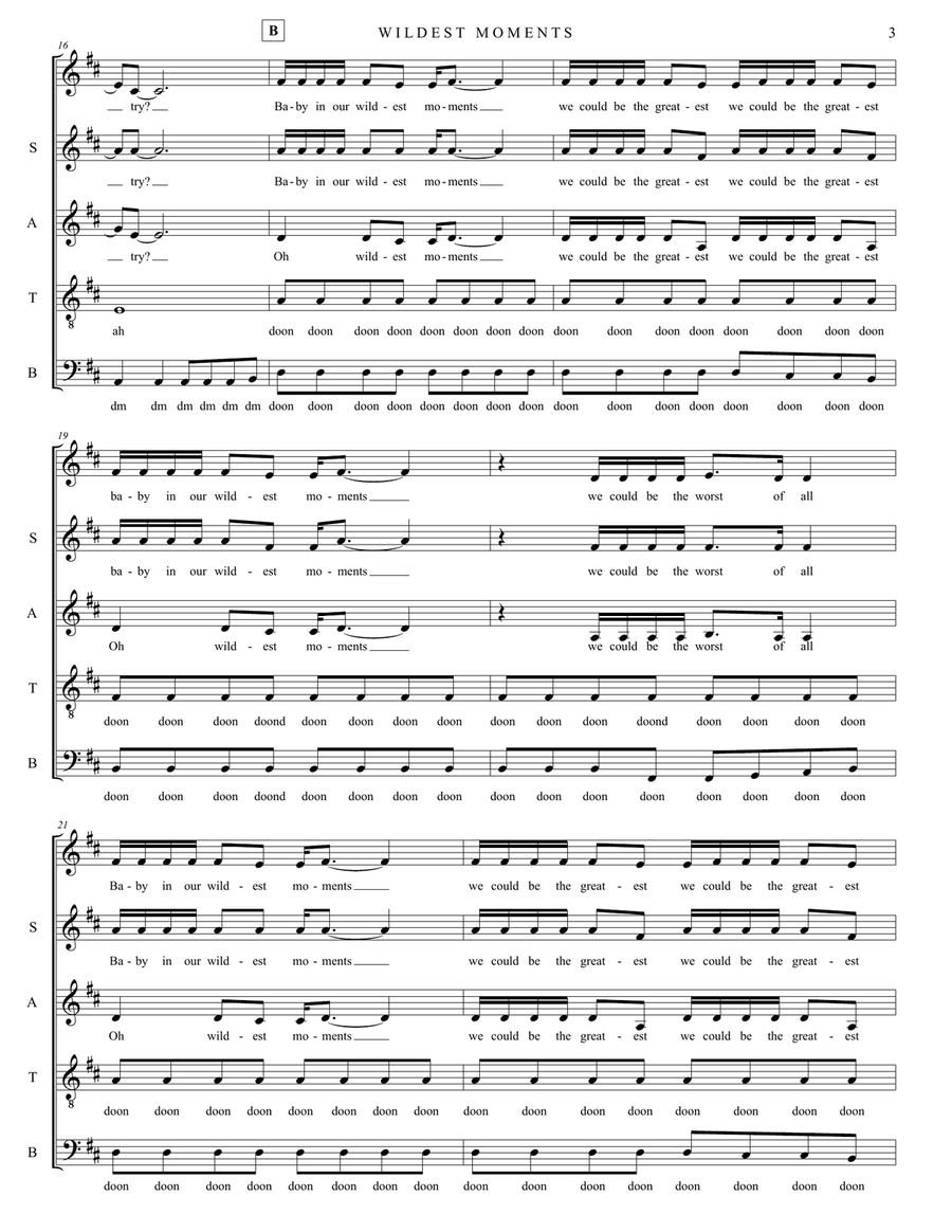 Wildest Moments 4-Part scores gallery preview page 3