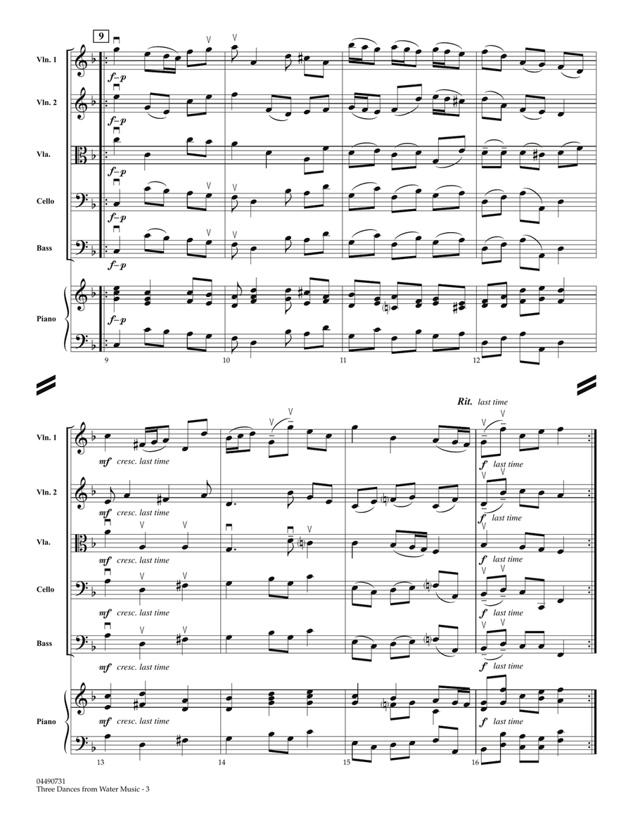 Three Dances from Water Music - Full Score Orchestra scores gallery preview page 3