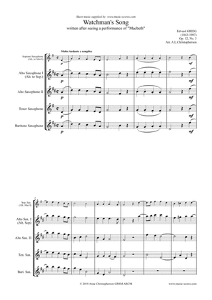 Watchman's Song, Op.12, No.3 - Sax Quartet