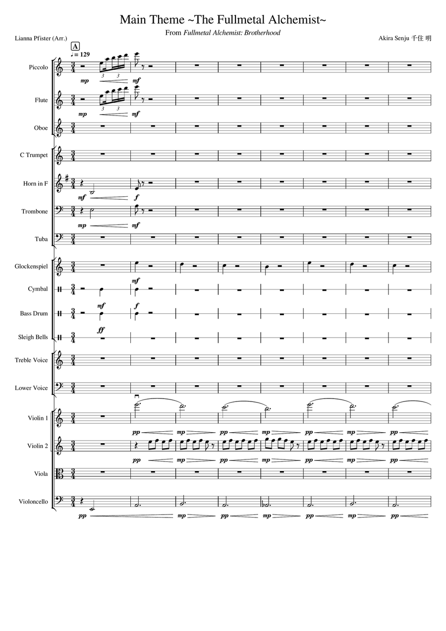 Fullmetal Alchemist Ost Choir scores gallery preview page 1
