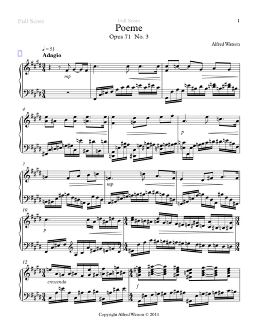 Poeme Opus 71 No.3 Poeme Opus 71 No.3 Piano Solo scores gallery preview page 3