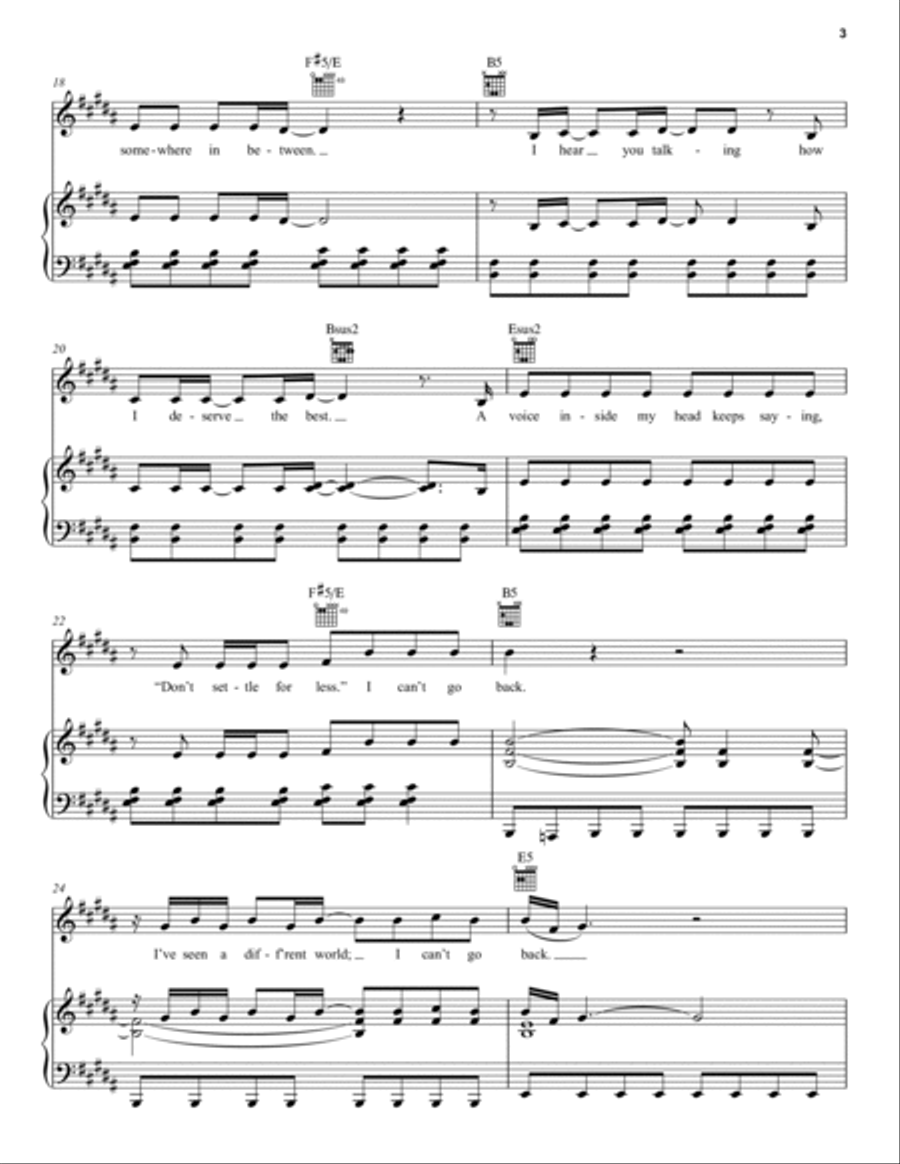 I Can't Go Back (from Pretty Woman: The Musical) Piano, Vocal, Guitar scores gallery preview page 3