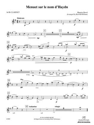 Menuet sur le nom d'Haydn: 1st B-flat Clarinet
