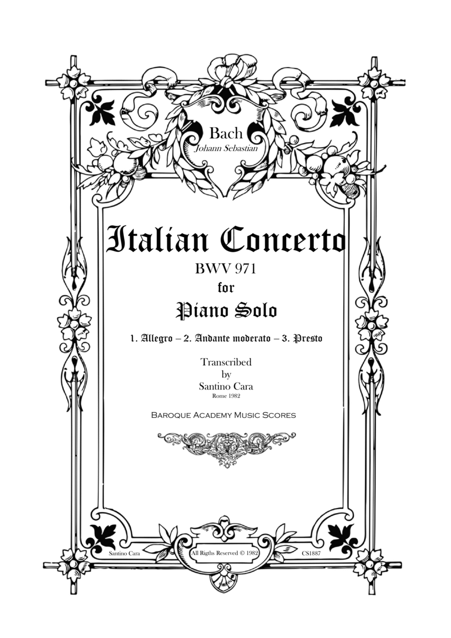 Bach - Italian Concerto in F major BWV 971 - Piano Version Piano Solo scores gallery preview page 1