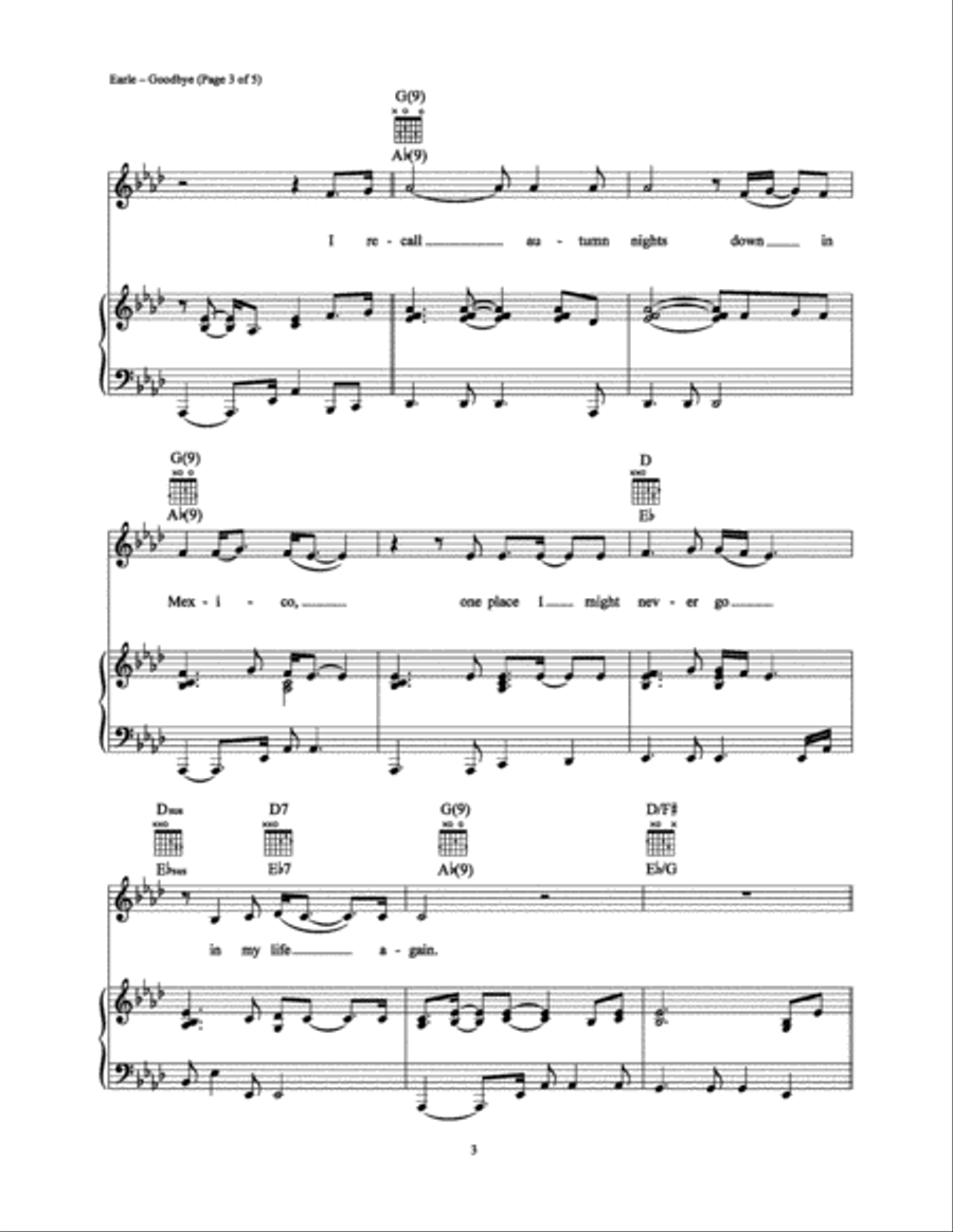 Goodbye Goodbye Piano, Vocal, Guitar scores gallery preview page 3
