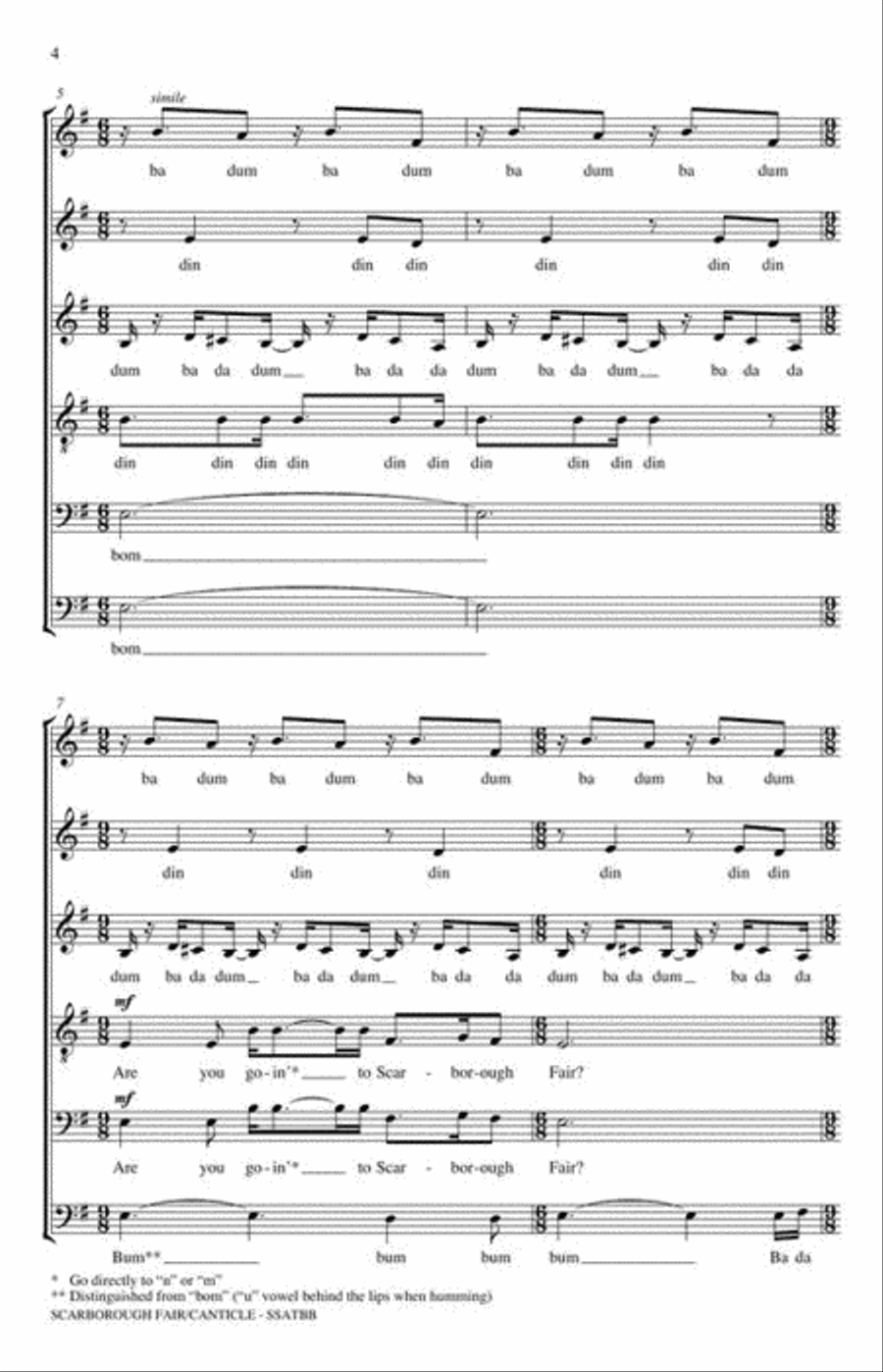 Scarborough Fair/Canticle 4-Part scores gallery preview page 5