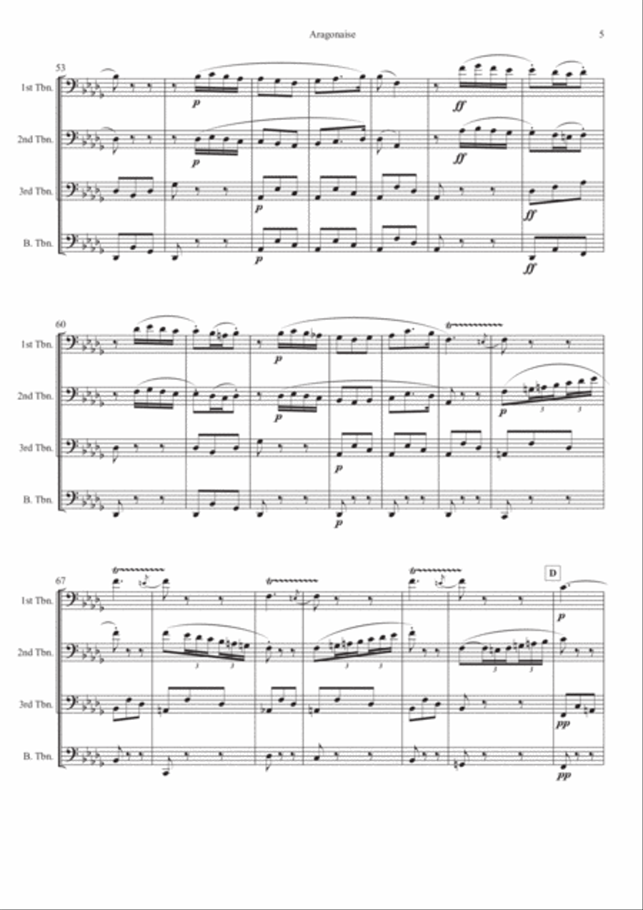 Aragonaise from Carmen for Trombone Quartet Trombone Quartet scores gallery preview page 5
