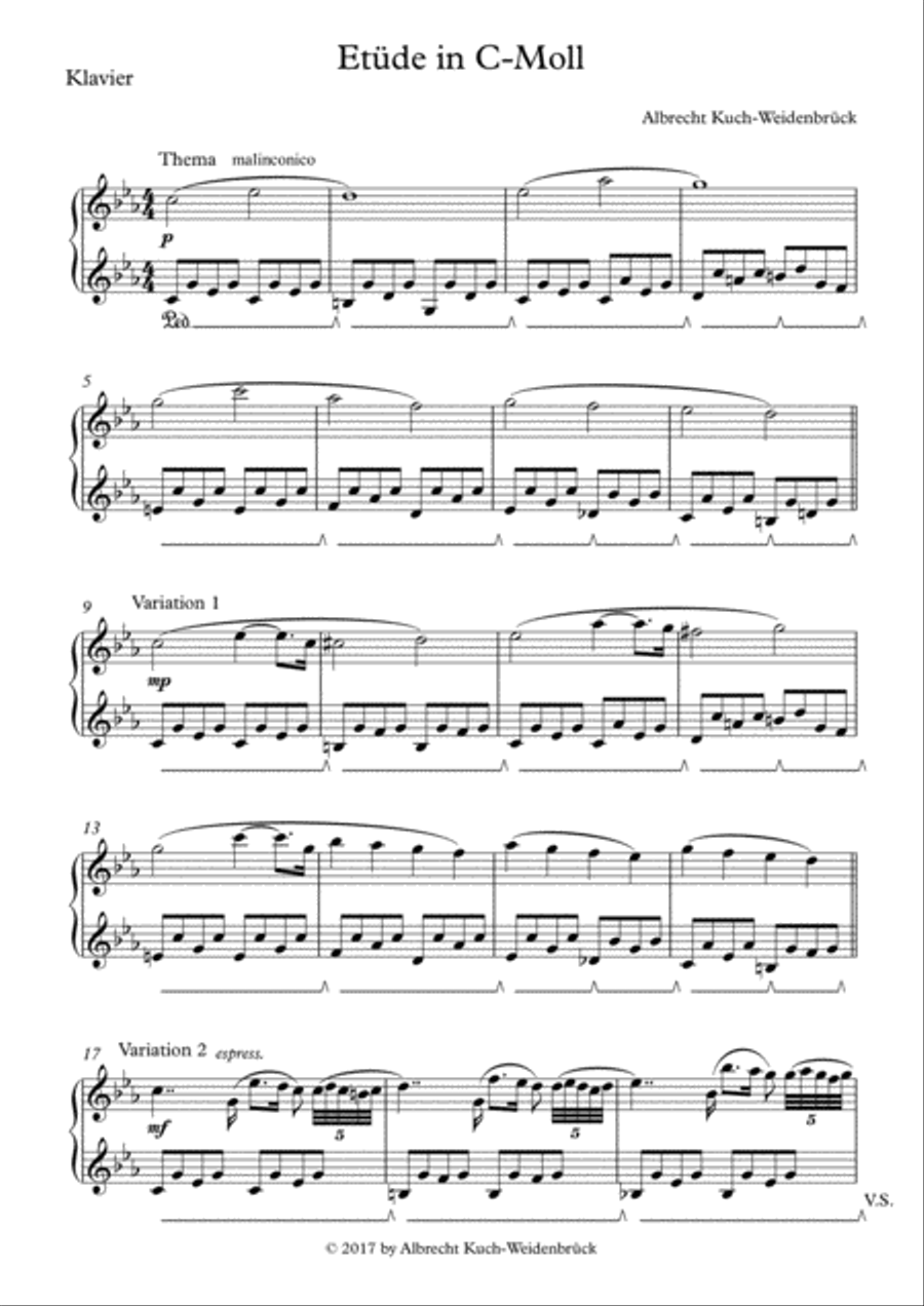 Etüde in C-Moll - Piano Solo Piano Solo scores gallery preview page 1