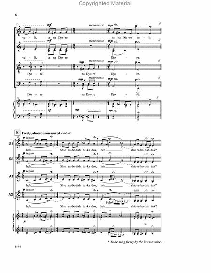 Sednalo e Djore dos - SATB Octavo image number null