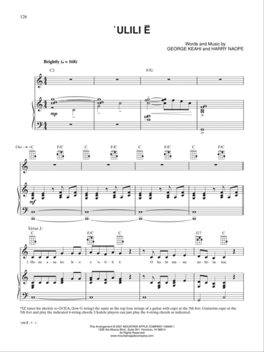 ‘Ulili E Piano, Vocal, Guitar scores gallery preview page 1