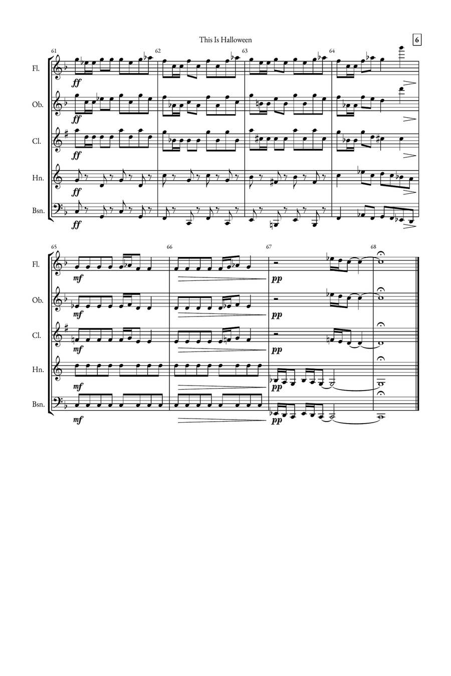 This Is Halloween Woodwind Quintet scores gallery preview page 6